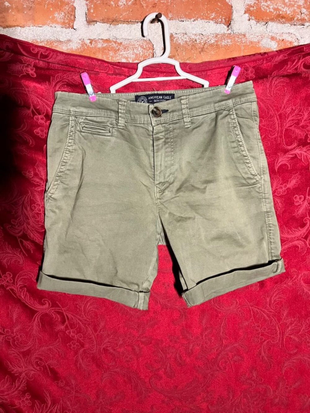 American Eagle Active Flex Olive Green Chino Shorts (Women's) Sz 30
